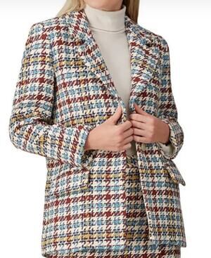 Waverly Grey Women's Size Small Blue Red Multi Plaid Blazer Jacket